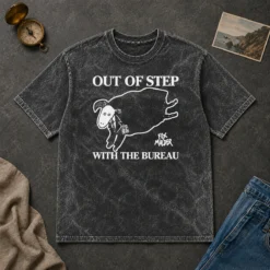 Original Pretty Fox Mulder Out Of Step With The Bureau Washed T Shirt showing soft fabric and faded print detail