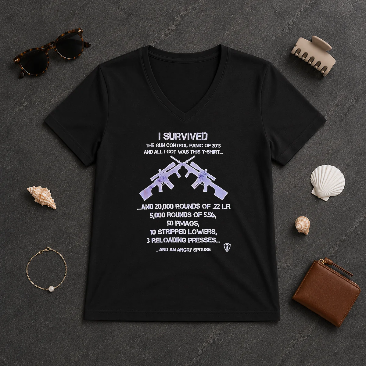 Original Top I Survived The Gun V-Neck Shirt Original Top I Survived The Gun V-Neck Shirt