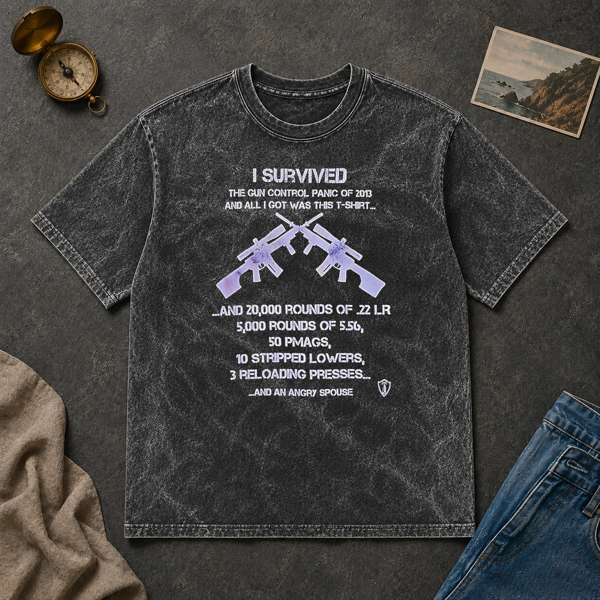 Original Top I Survived The Gun Control Panic Of 2013 Washed T Shirt Original Top I Survived The Gun Control Panic Of 2013 Washed T-Shirt