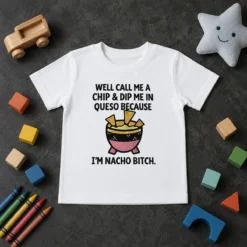 Original Well Call Me A Chip And Dip Me In Queso Because I Am Nacho Bitch Kids T-Shirt