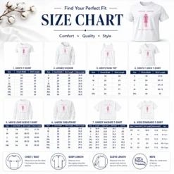 Size chart for Perfect Funny Proud Owner Of A Fat Ass with measurements in inches and cm