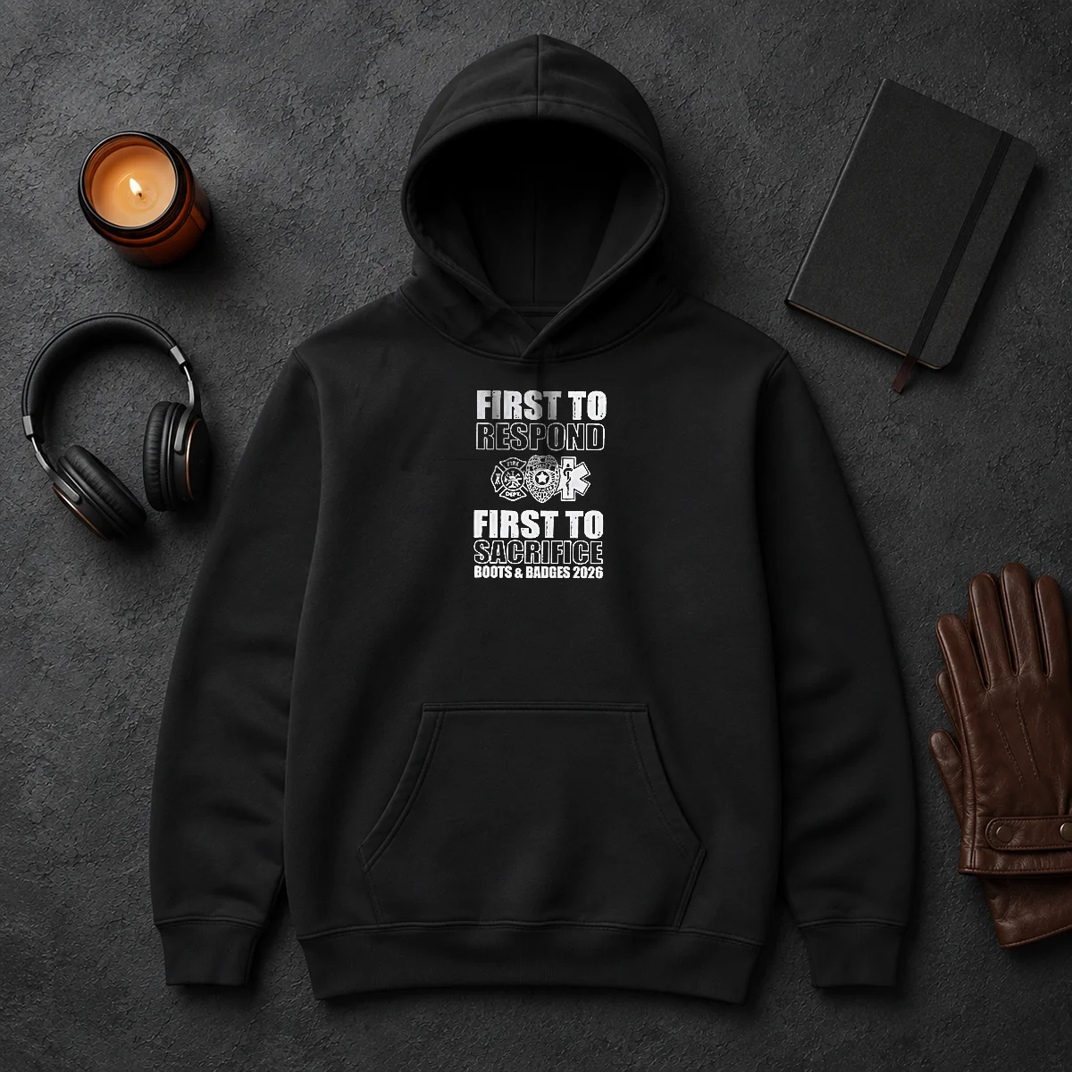 Premium First To Respond And Sacrifice Boots And Badges 2026 Fire Police EMS Hoodie Premium First To Respond And Sacrifice Boots And Badges 2026 Fire Police EMS Hoodie