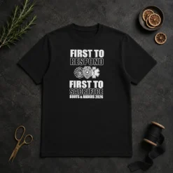 Premium First To Respond And Sacrifice Boots And Badges 2026 Fire Police EMS black short sleeve t shirt