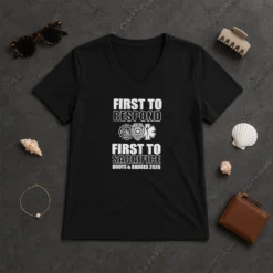 Premium First To Respond And Sacrifice Boots And Badges 2026 Fire Police EMS V-Neck Shirt