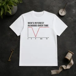 Premium Men'S Interest In Boobs Over Time Chart Humor 0 To 20 Age Line Graph t shirt in black, front view