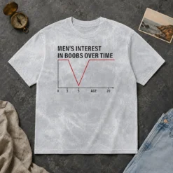 Premium Men'S Interest In Boobs Over Time Chart Humor 0 To 20 Age Line Graph Washed T-Shirt