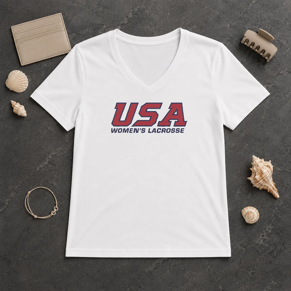 Premium USA Women'S Lacrosse V-Neck Shirt Premium USA Women'S Lacrosse V-Neck Shirt