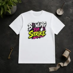 Pretty Bowling For Strike Streetwear t shirt in white, featuring bold graphic print on front