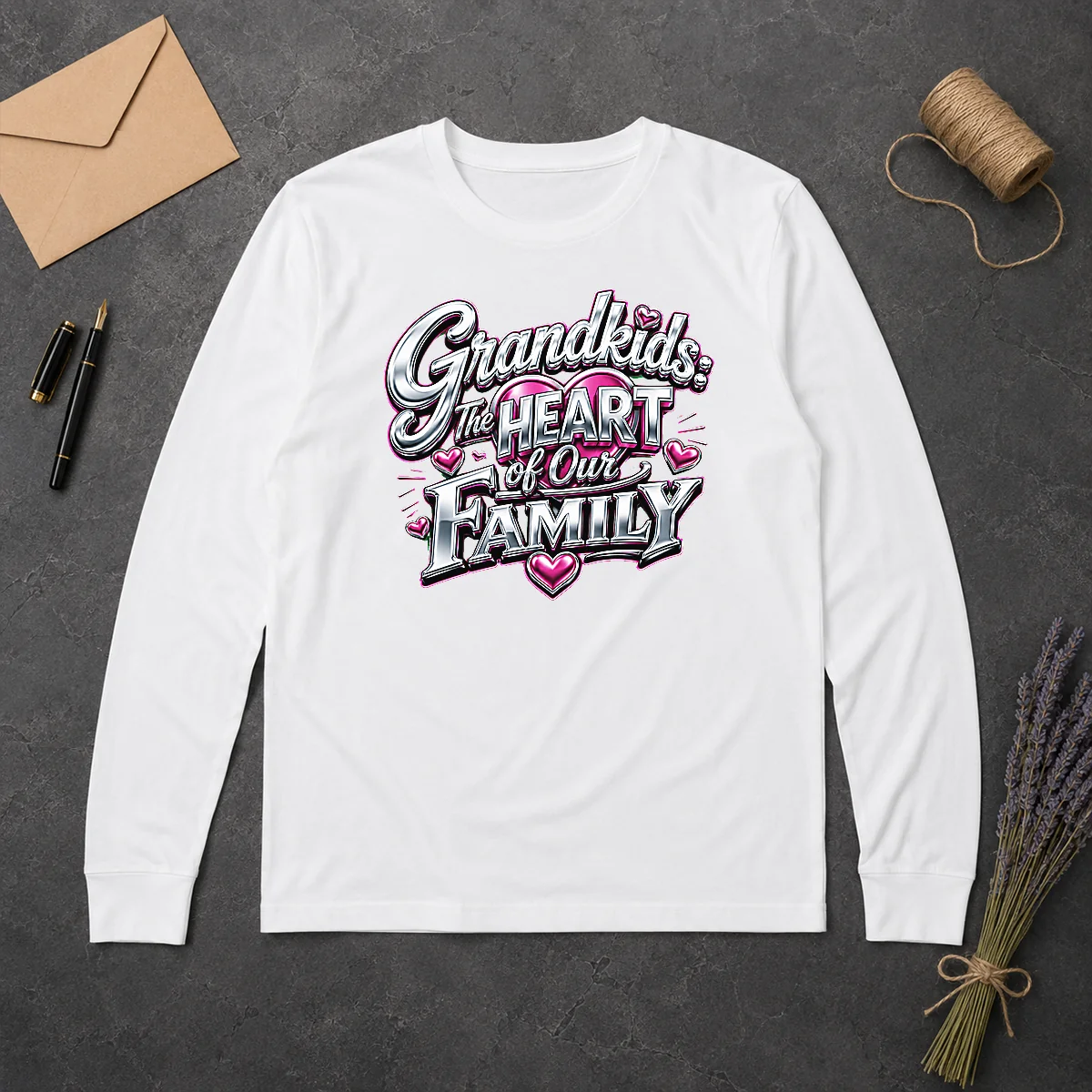 Pretty Grandkids The Heart Of Our Family Y2K Long Sleeve Shirt Pretty Grandkids The Heart Of Our Family Y2K Long Sleeve Shirt