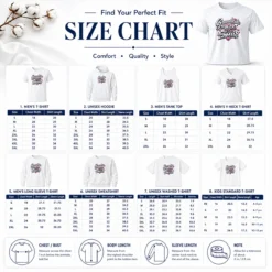 Size chart for Pretty Grandkids The Heart Of Our Family Y2K with measurements in inches and cm