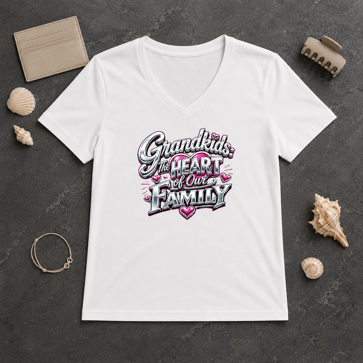 Pretty Grandkids The Heart Of Our V-Neck Shirt Pretty Grandkids The Heart Of Our V-Neck Shirt