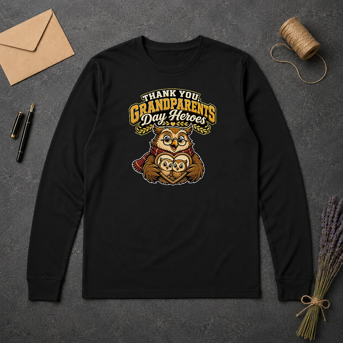 Pretty Grandparents Day Gratitude Owl Mascot Long Sleeve Shirt Pretty Grandparents Day Gratitude Owl Mascot Long Sleeve Shirt