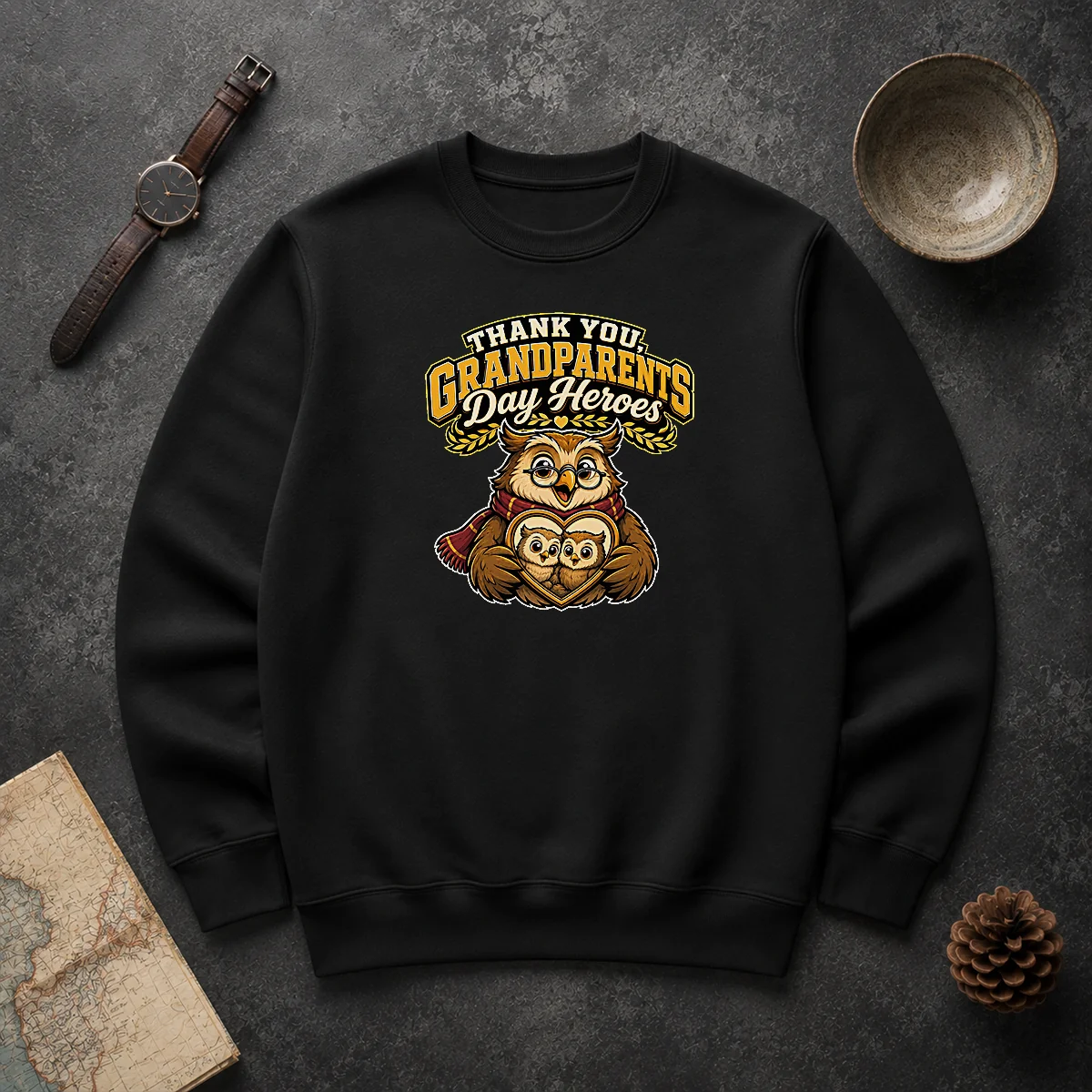 Pretty Grandparents Day Gratitude Owl Mascot Sweater Pretty Grandparents Day Gratitude Owl Mascot Sweater