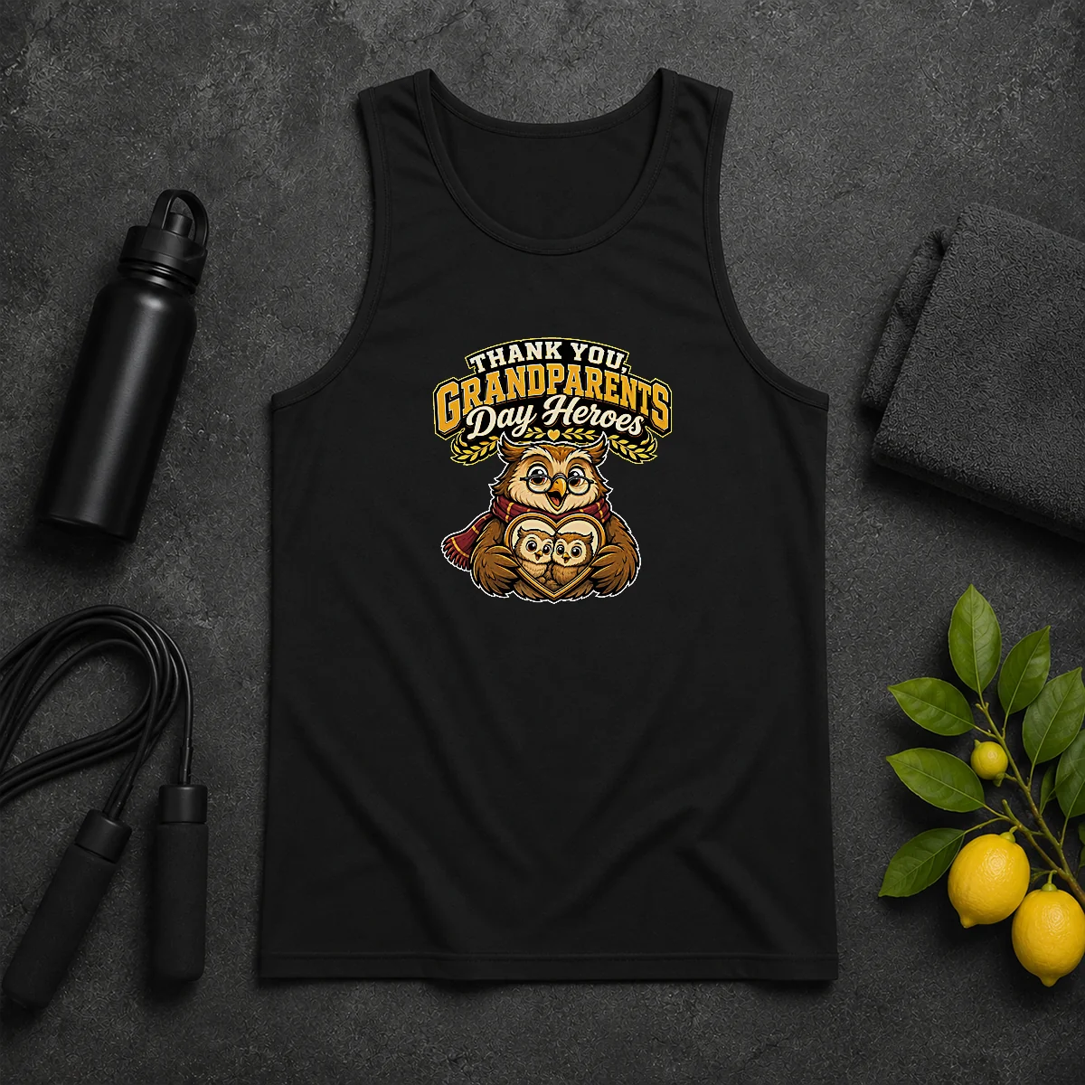 Pretty Grandparents Day Gratitude Owl Mascot Tank Top Pretty Grandparents Day Gratitude Owl Mascot Tank Top