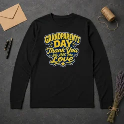 Pretty Grandparents Day Thank You Cartoon Typography Long Sleeve Shirt