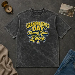 Pretty Grandparents Day Thank You Cartoon Typography on a soft washed t shirt in light color