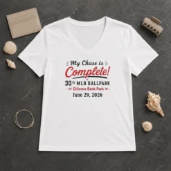 Pretty My Chase Is Complete 30th Ballpark Citizens Bank Park June 29 2026 V Neck Shirt in heather gray cotton fabric