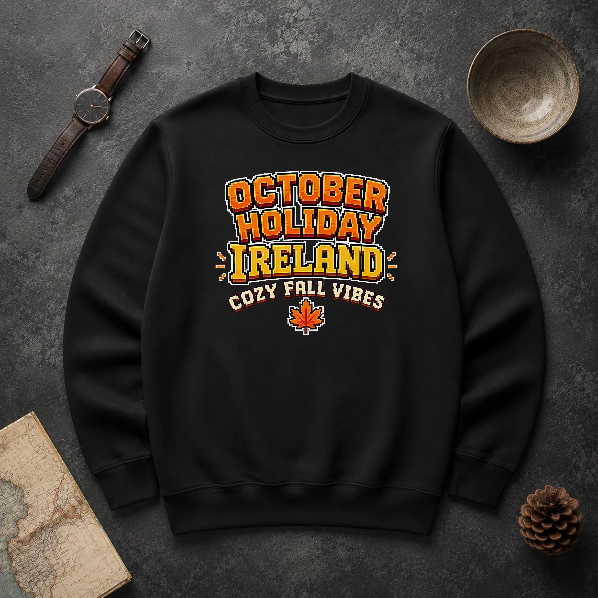 Pretty October Holiday Ireland Cozy Fall Pixel Sweater Pretty October Holiday Ireland Cozy Fall Pixel Sweater