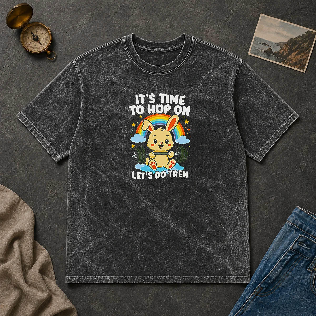 Pretty Time To Hop On Washed T Shirt Pretty Time To Hop On Washed T-Shirt