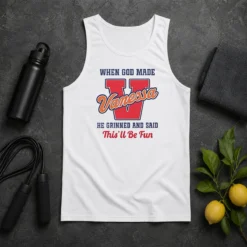 Pretty Vanessa When God Made He Grinned And Said This'Ll Be Fun Tank Top in white, sleeveless casual wear