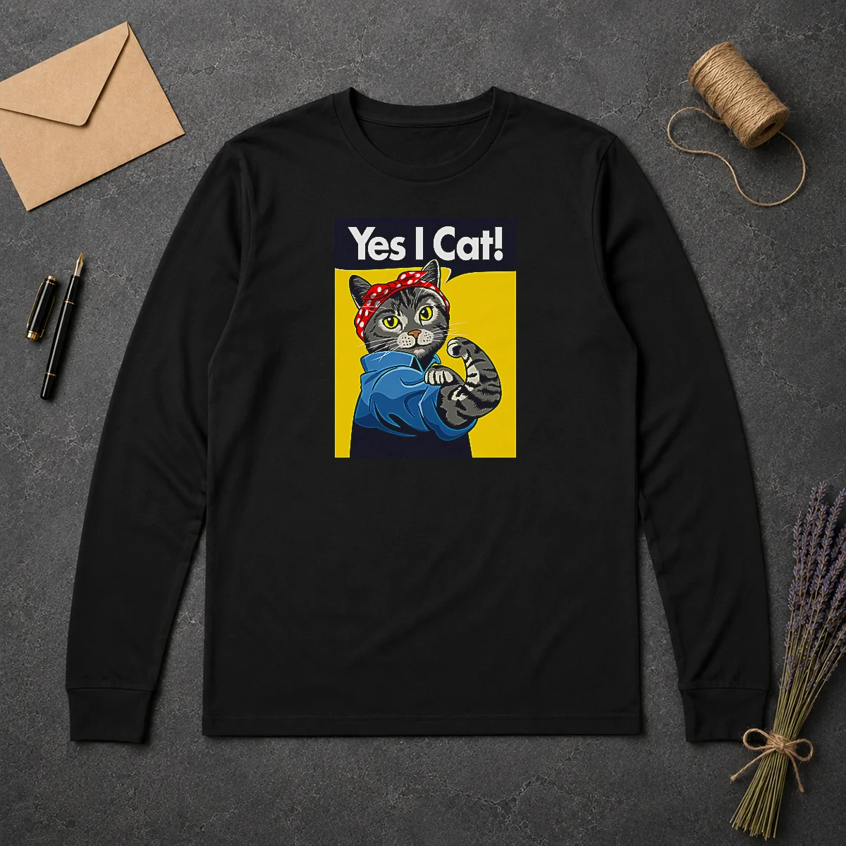 Top CATS – Yes I Cat Long Sleeve Shirt Top CATS – Yes I Cat Long Sleeve Shirt featuring a playful cat graphic on a comfortable cotton blend fabric