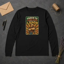 Top Labour Day Proud Blue Collar Worker Vintage Long Sleeve Shirt