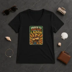 Top Labour Day Proud Blue Collar Worker Vintage V-Neck Shirt