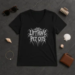 Top Lift Heavy Pet Cats Metal V-Neck Shirt