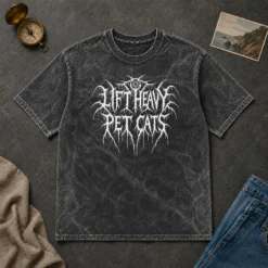 Top Lift Heavy Pet Cats Metal Washed T-Shirt