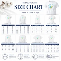 Size chart for Awesome Hot Koya BT21 Power Nap Lightning Bolt Sleeping with measurements in inches and cm to help choose the right fit