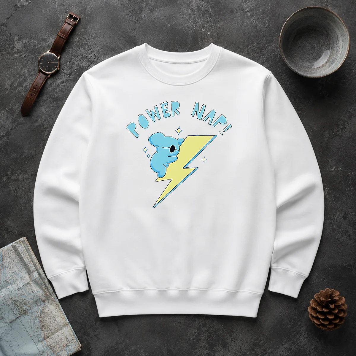 Awesome Hot Koya BT21 Power Nap Lightning Bolt Sleeping Sweater Awesome Hot Koya BT21 Power Nap Lightning Bolt Sleeping Sweater