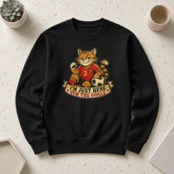 Awesome Spanish Soccer Cat Meme Im Just Here For The Goals Retro Dis Sweater
