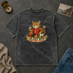 Awesome Spanish Soccer Cat Meme Im Just Here For The Goals Retro Dis Washed T-Shirt