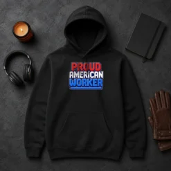 Funny Awesome Labour Day Proud American Worker Pixel Hoodie