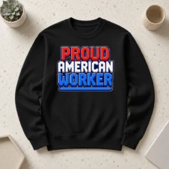 Funny Awesome Labour Day Proud American Worker Pixel Sweater