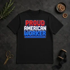 Funny Awesome Labour Day Proud American Worker Pixel