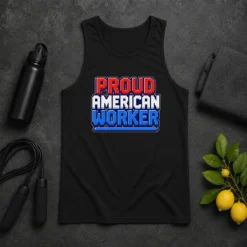 Funny Awesome Labour Day Proud American Worker Pixel Tank Top