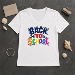 Funny Pretty Retro Distressed Back To School Typography V-Neck Shirt