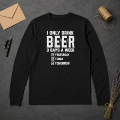 Good Nice Pretty I Only Drink Beer 3 Days A Week Yesterday Today Tomorrow Long Sleeve Shirt