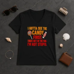 Happy Hot I Gotta See The Candy First The I Get In The Van I'M Not Stupid V-Neck Shirt
