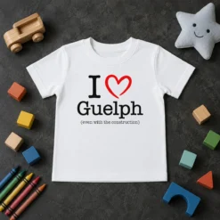 Happy Hot I Love Guelph Even With Construction Kids T-Shirt