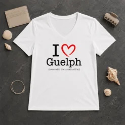 Happy Hot I Love Guelph Even With Construction V-Neck Shirt
