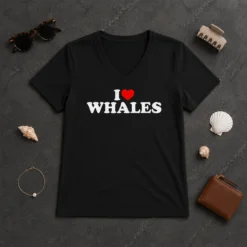 Happy Nice I Love Whales V-Neck Shirt