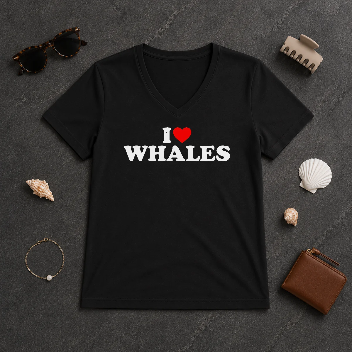 Happy Nice I Love Whales V-Neck Shirt Happy Nice I Love Whales V-Neck Shirt
