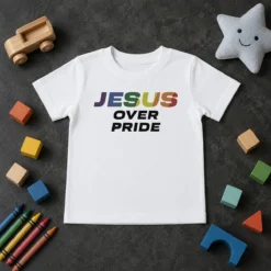 Hot Awesome Jesus Over Pride Kids T-Shirt
