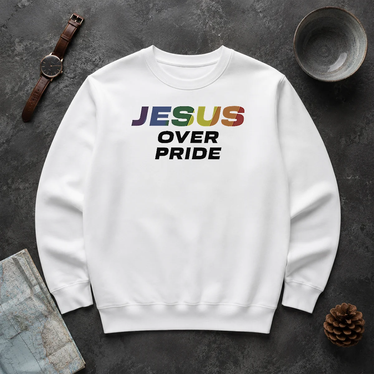 Hot Awesome Jesus Over Pride Sweater Hot Awesome Jesus Over Pride Sweater