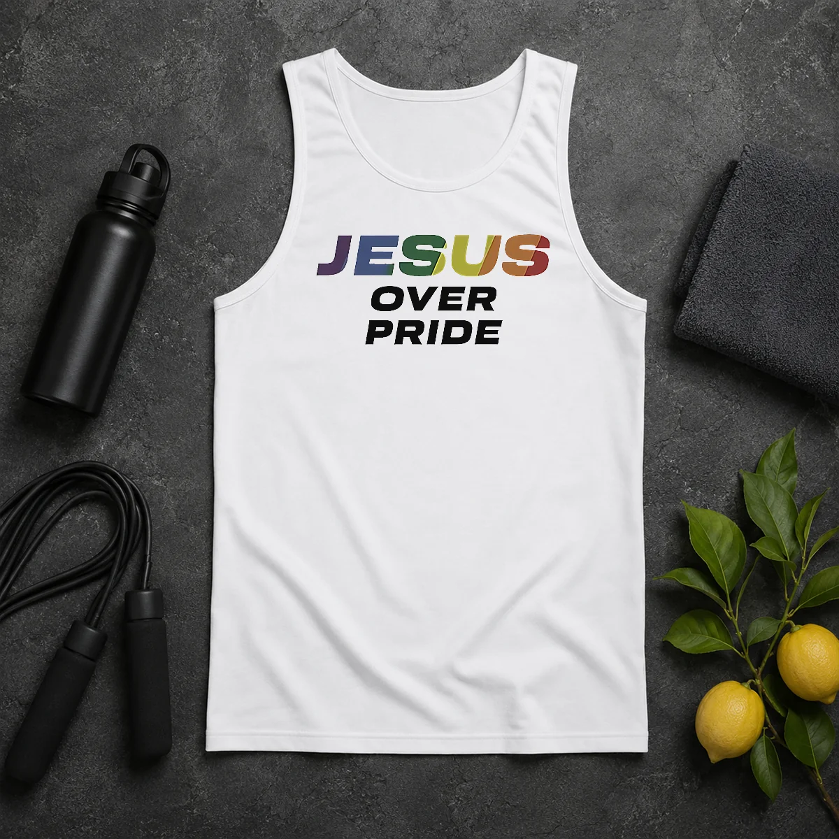 Hot Awesome Jesus Over Pride Tank Top Hot Awesome Jesus Over Pride Tank Top