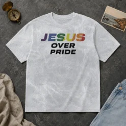 Hot Awesome Jesus Over Pride Washed T-Shirt
