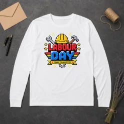 Hot Awesome Labour Day Pixel Art Thank You Workers Hard Hat Long Sleeve Shirt