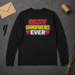 Hot Good Best Grandparents Ever Pixel Heartfelt Long Sleeve Shirt
